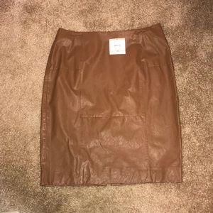 Anne Klein Tobacco Leather Pencil Skirt